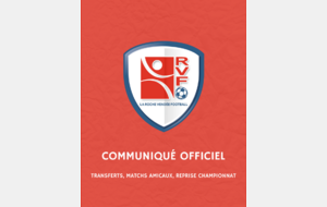 COMMUNIQUÉ OFFICIEL : EFFECTIF/MATCHS AMICAUX