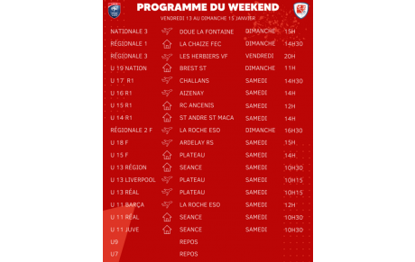 Programme du weekend